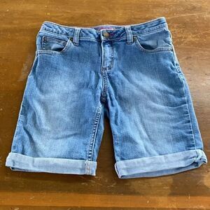 Lands’ End Rolled Hem Cuff Denim Jean Shorts Girls Sz 14 Youth Kids